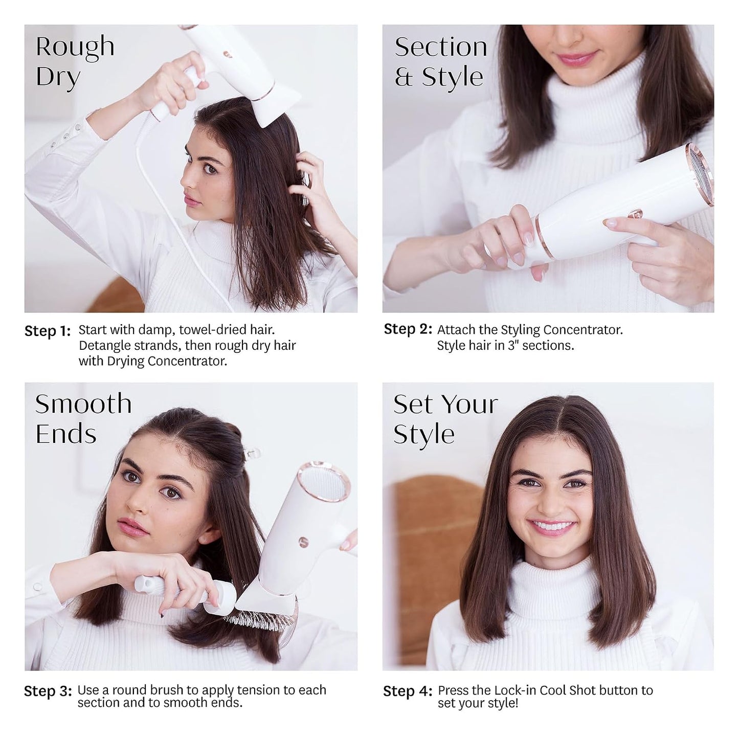 T3 AireLuxe Set profesional de secador de pelo iónico y cepillo, co...