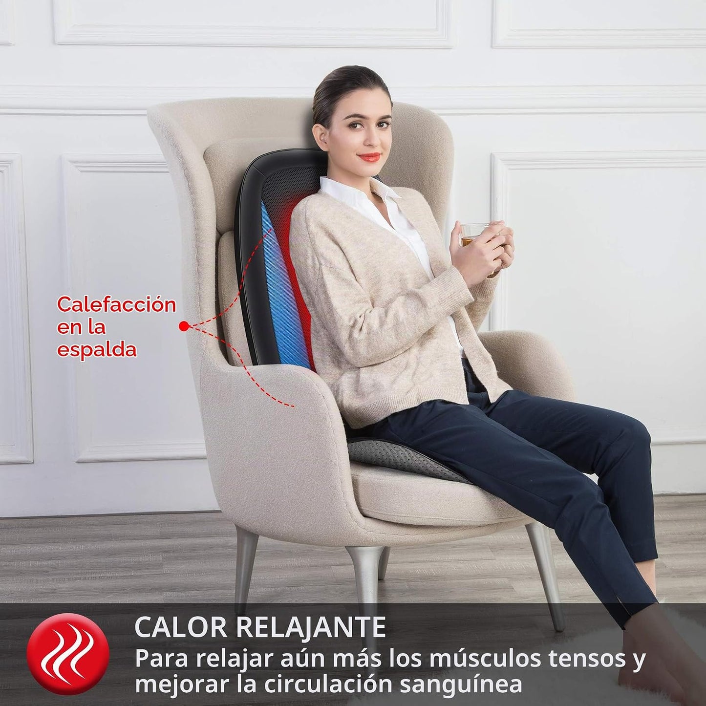 Masajeador de espalda Shiatsu COMFIER con calor, almohadilla de mas...