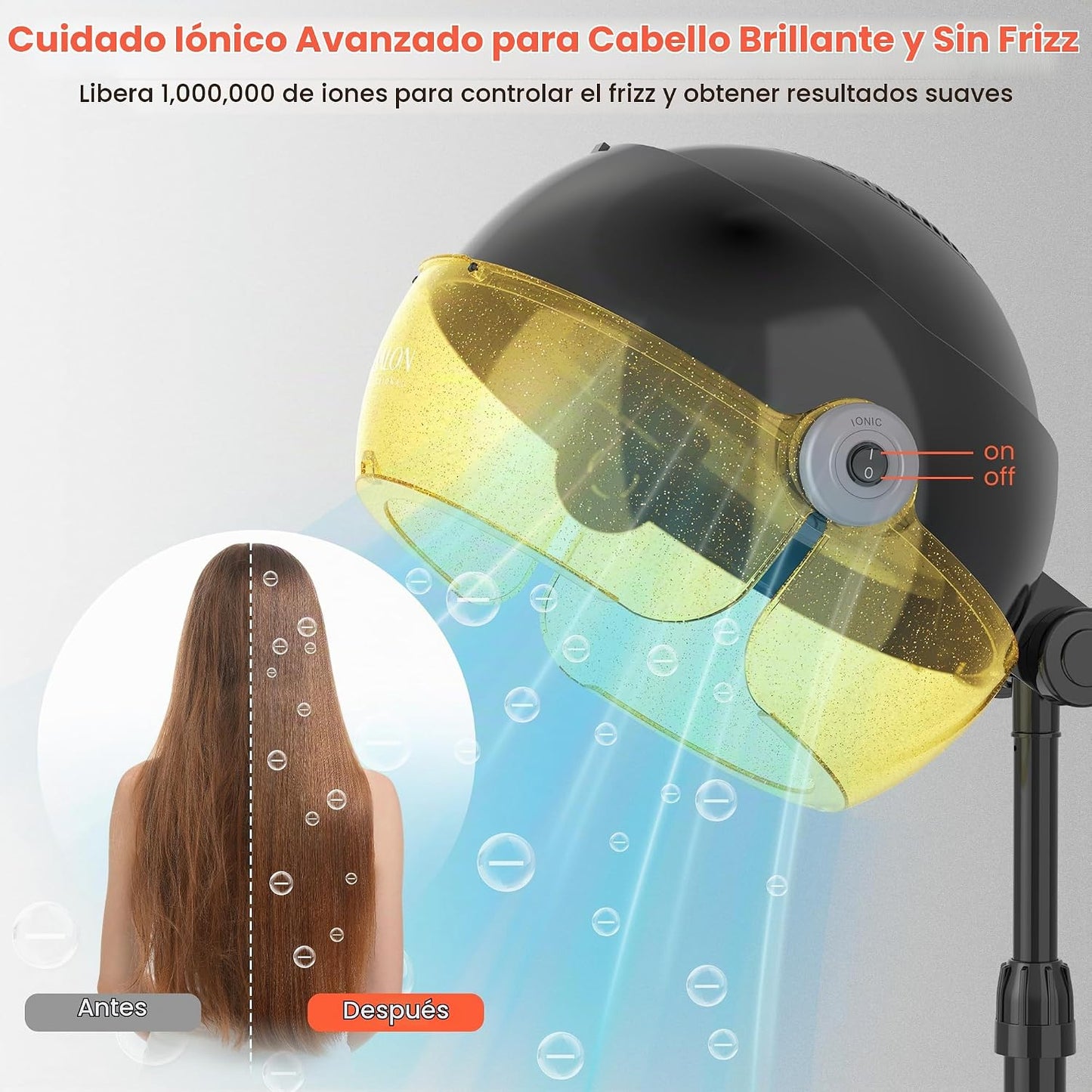 TASALON Secador de pelo portátil dorado con capucha para el hogar,...