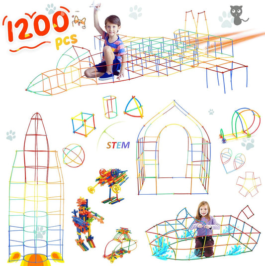 Ggiibro Juguetes Constructores de Pajitas 1200 Piezas Juguetes de C...