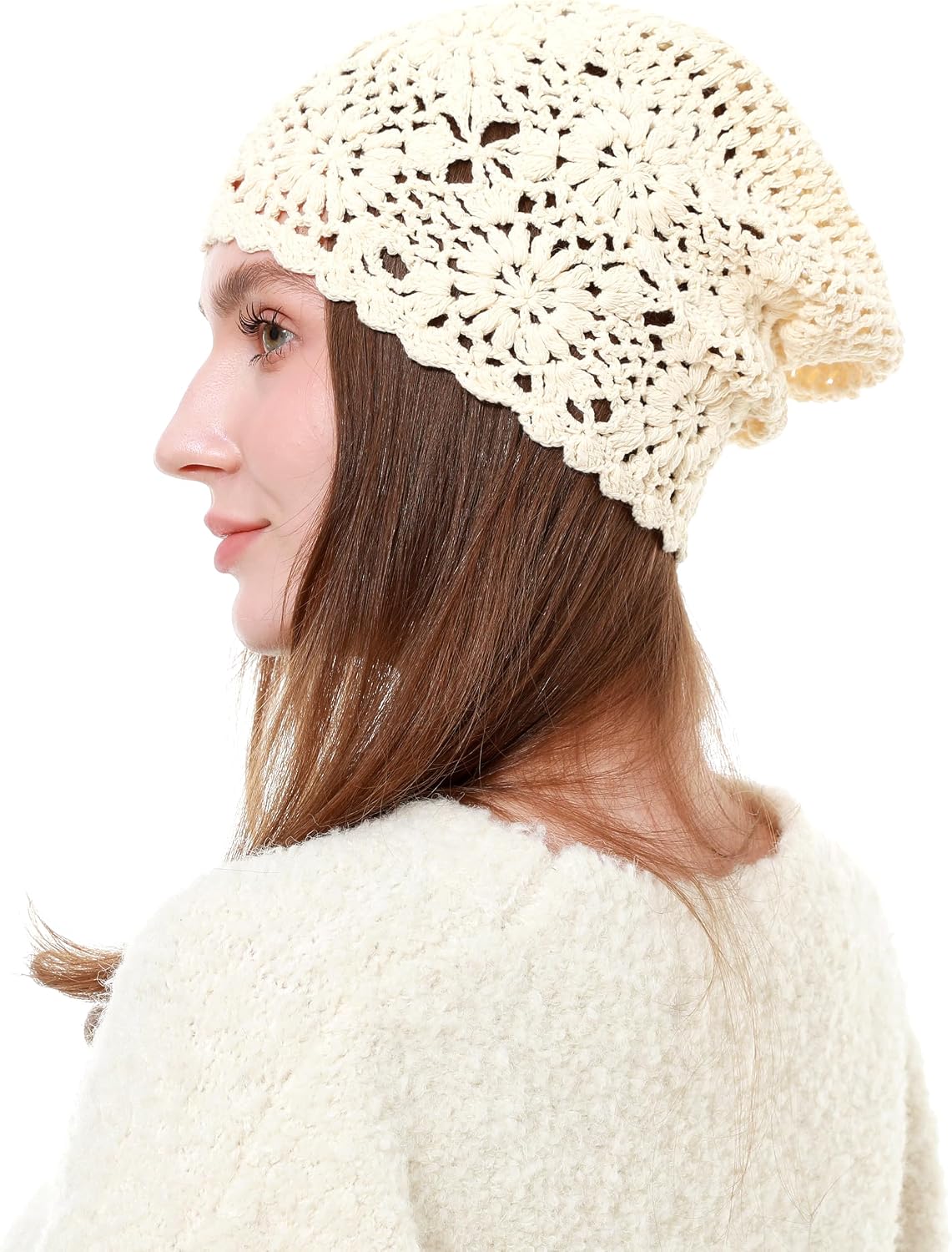 sy soul young Gorro de algodón de ganchillo para mujer, suave y hol...