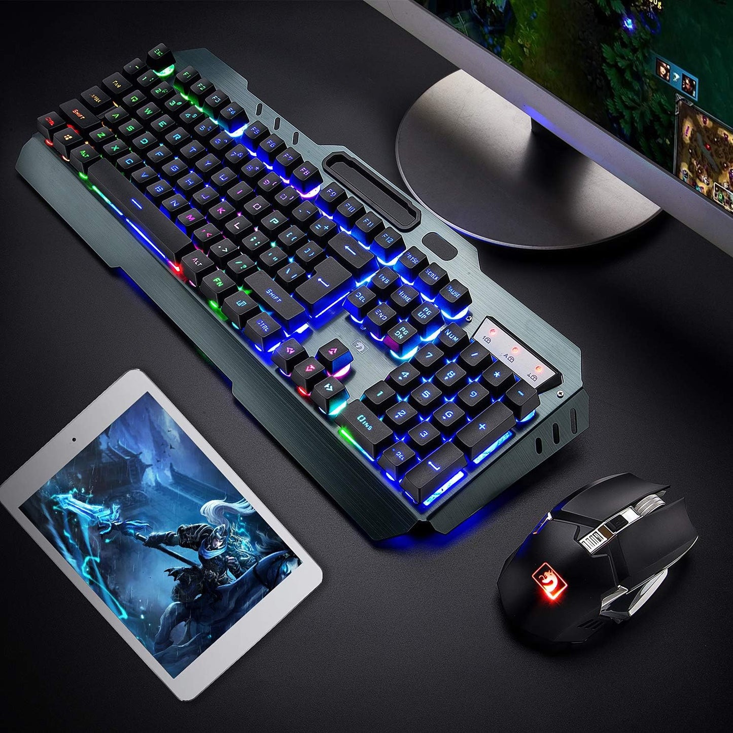 Teclado y ratón recargables, tapa para tecla suspendida.