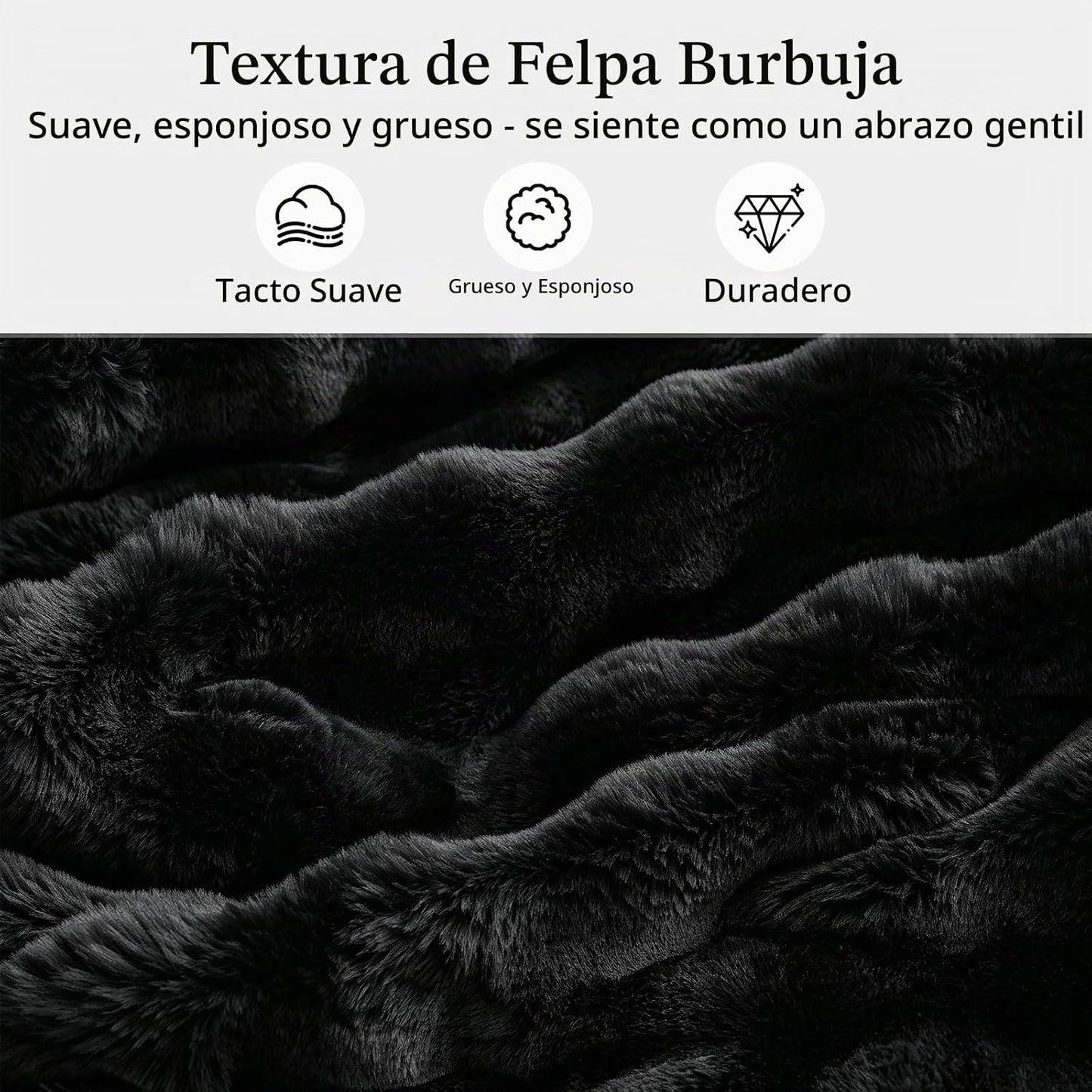 Opulapel Manta de Piel Sintética Negra para Sofá Cama, Mullida Suav...
