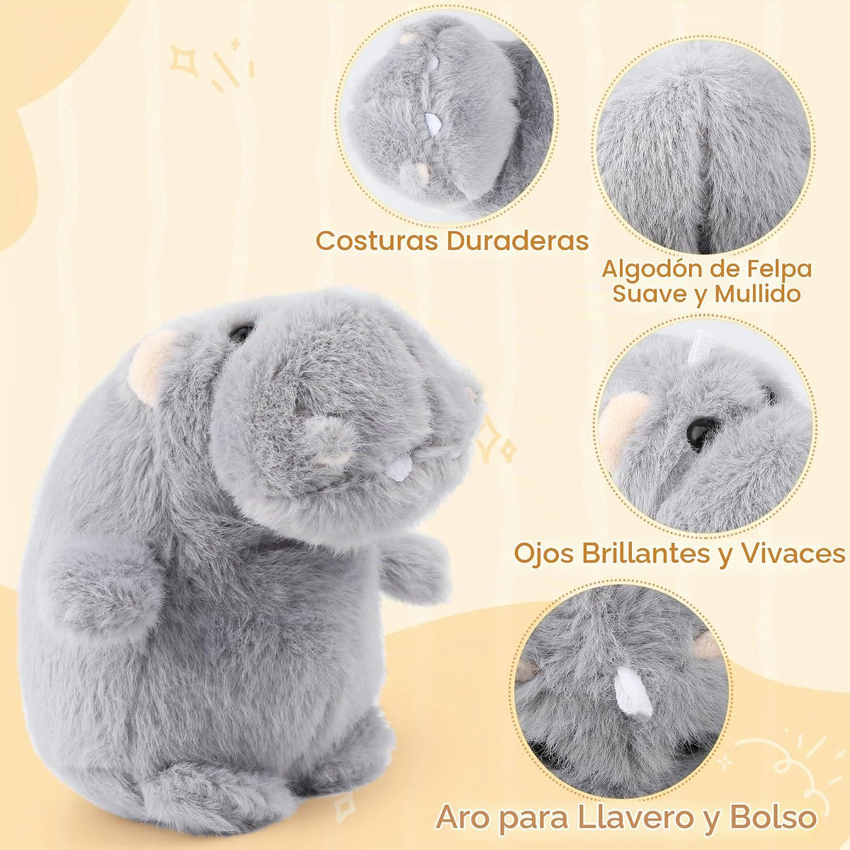 Peluche de hipopótamo, pequeño hipopótamo, juguetes de peluche para...