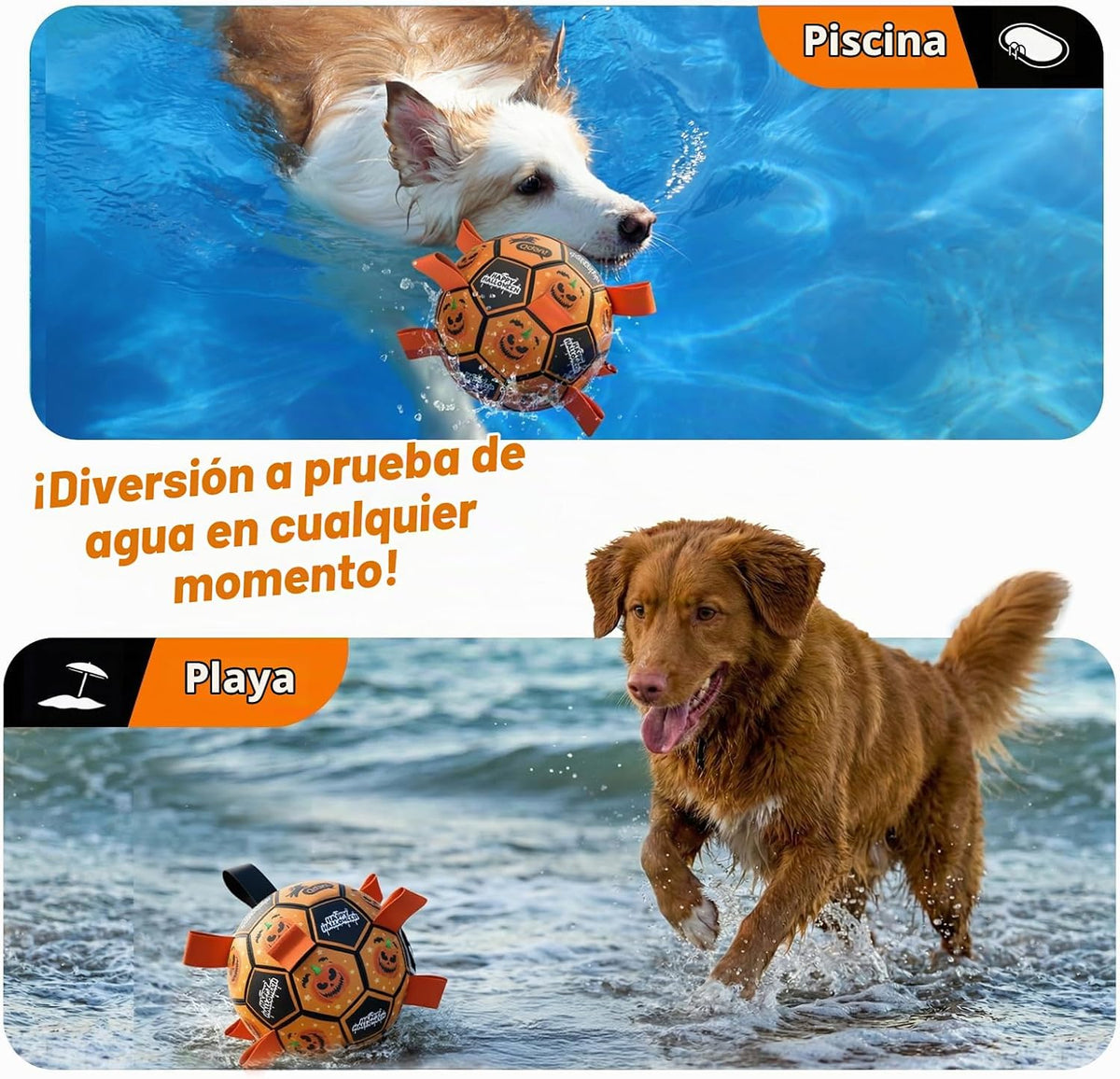 QDAN Juguetes de Halloween para perros, pelotas de fútbol, juguetes...