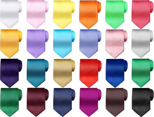 Tarpop Juego de 24 corbatas de color sólido para hombres de satén d...