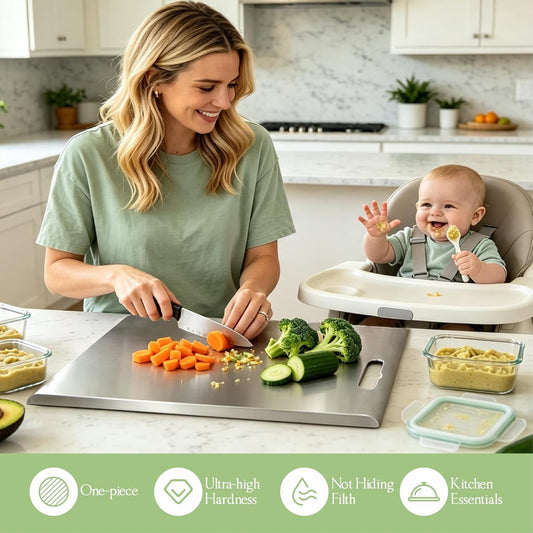 Juego de 3 tablas de cortar de acero inoxidable para cocina, tabla...