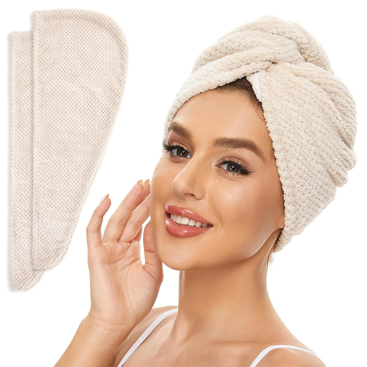 SimpleField Paquete de 2 toallas de microfibra para el cabello para...