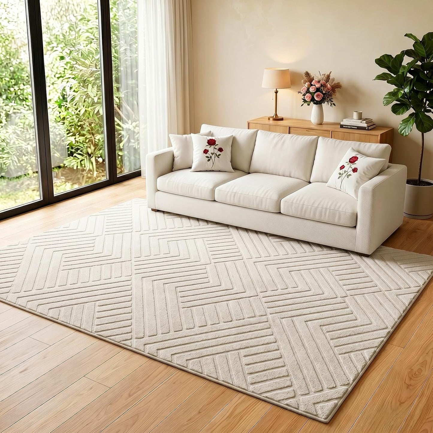Bsmathom Alfombra lavable de 6 x 9, alfombra suave y moderna bohemi...