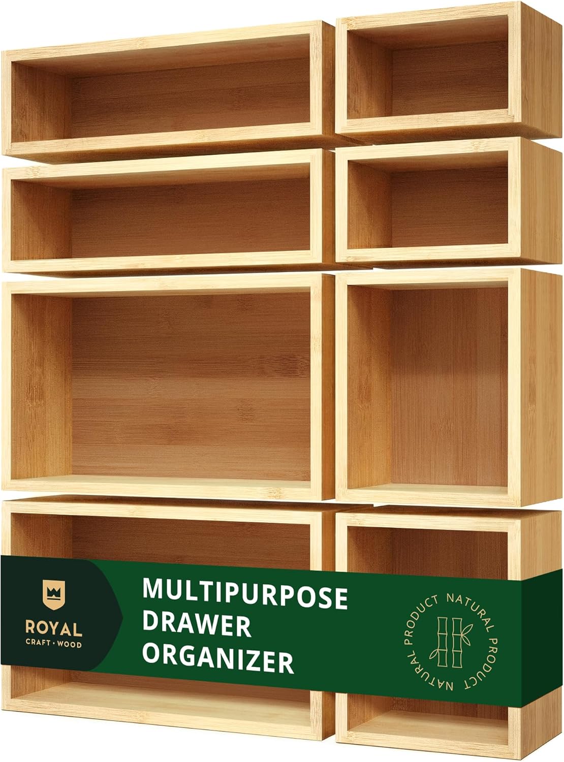 ROYAL CRAFT WOOD Juego de caja organizadora de joyas de bambú y cof...