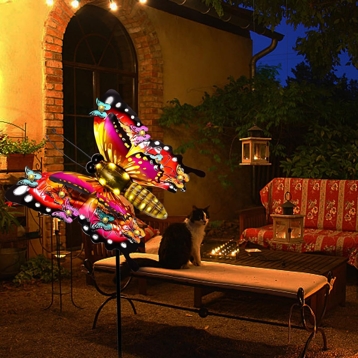 Luces solares de mariposa para exteriores, grandes luces de metal p...