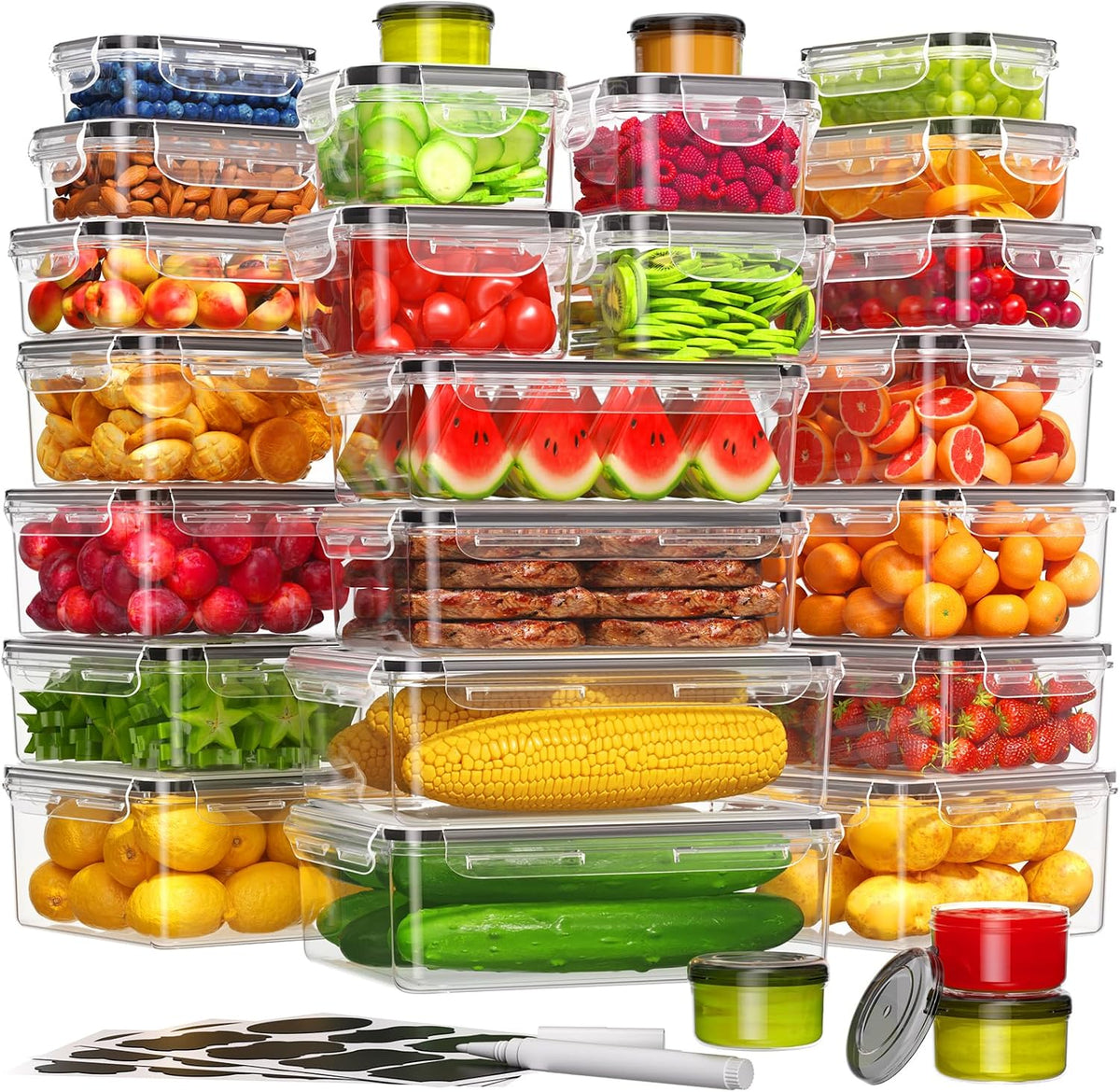 KEMETHY 54 piezas de contenedores de almacenamiento de alimentos co...