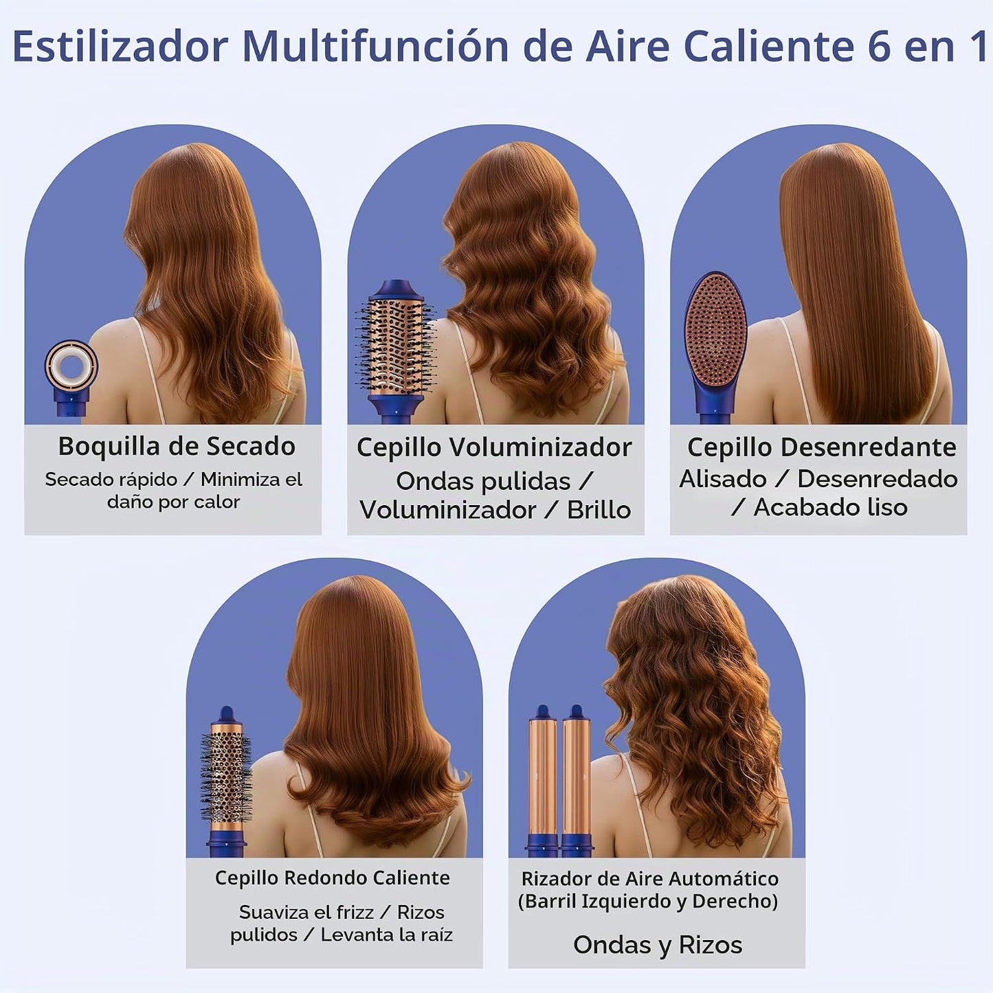 MAVIÉ Multiestilizador de aire caliente 6 en 1 con funda, secador d...