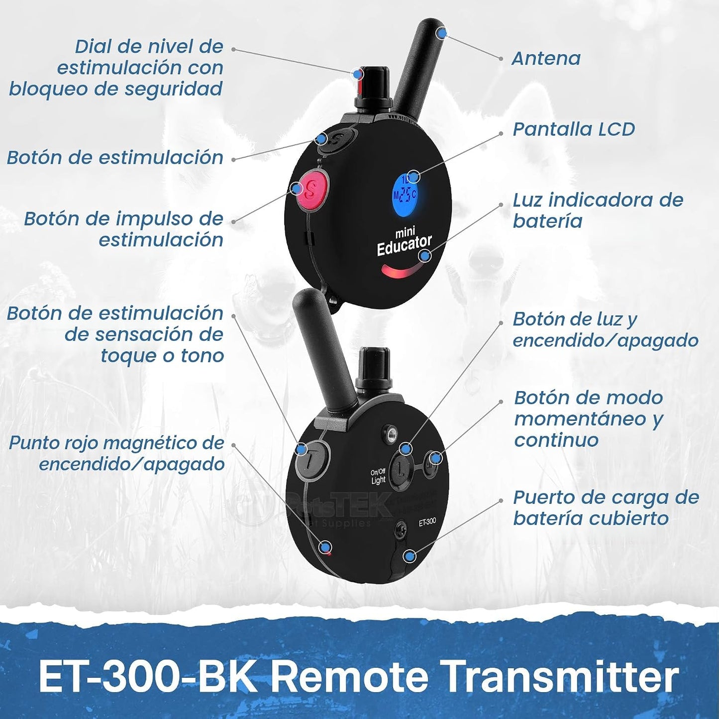 Educator ET-300 Mini Collar E negro para adiestramiento de perros c...