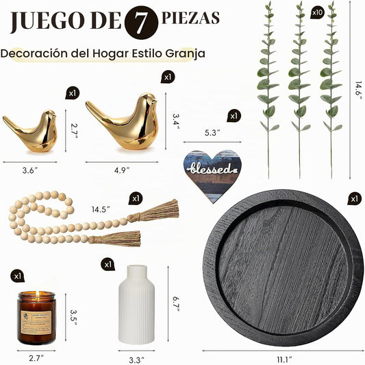 ZENLIV Juego de 7 decoraciones rústicas y modernas para decoración...