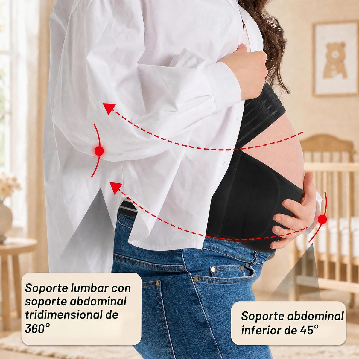 GLIDESMOOTH Banda de vientre para embarazo, soporte transpirable pa...