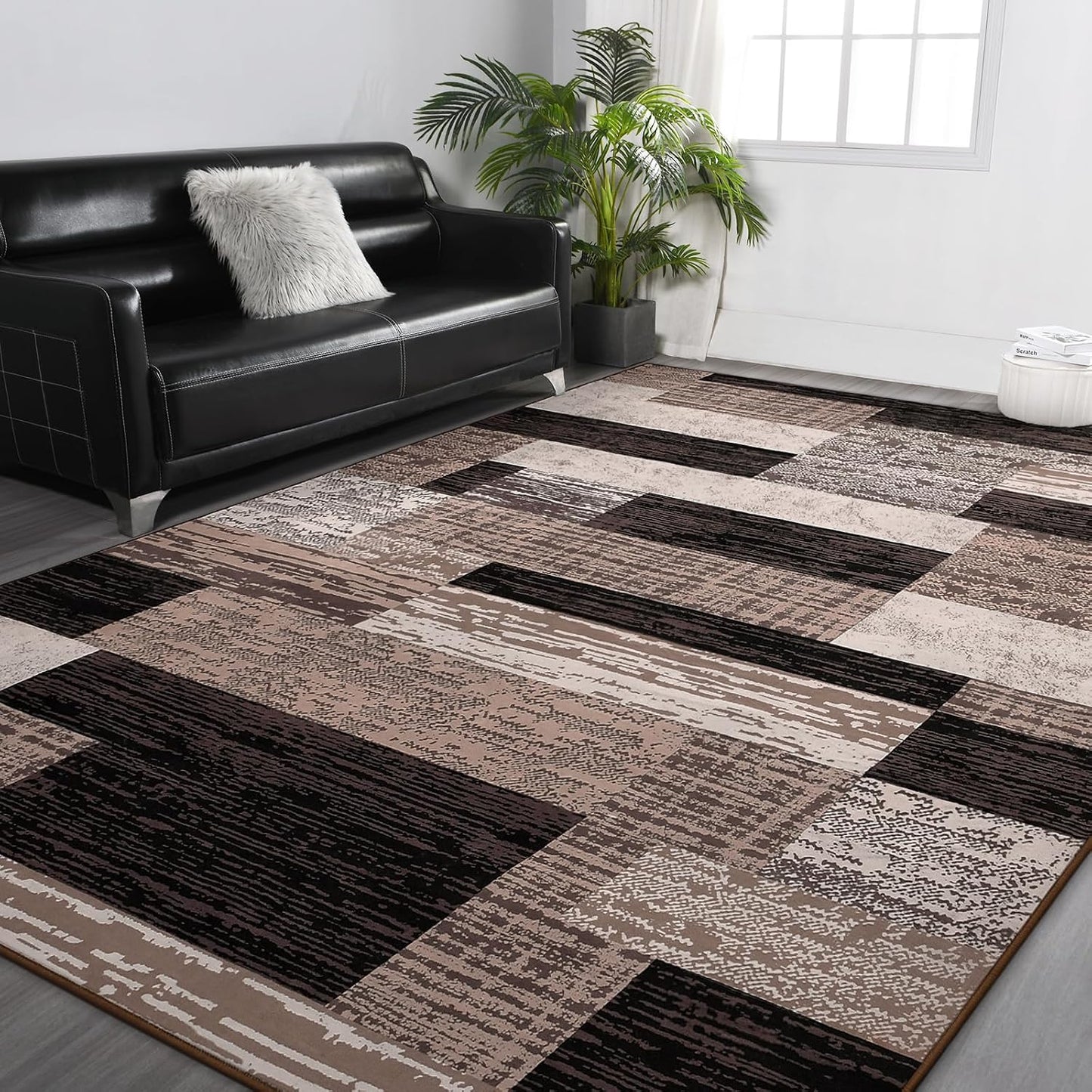 FlyDOIT Alfombra de Área Moderna Geométrica de Retazos, 5x8 pies, A...