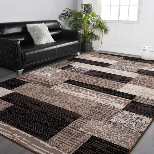 FlyDOIT Alfombra de Área Moderna Geométrica de Retazos, 5x8 pies, A...