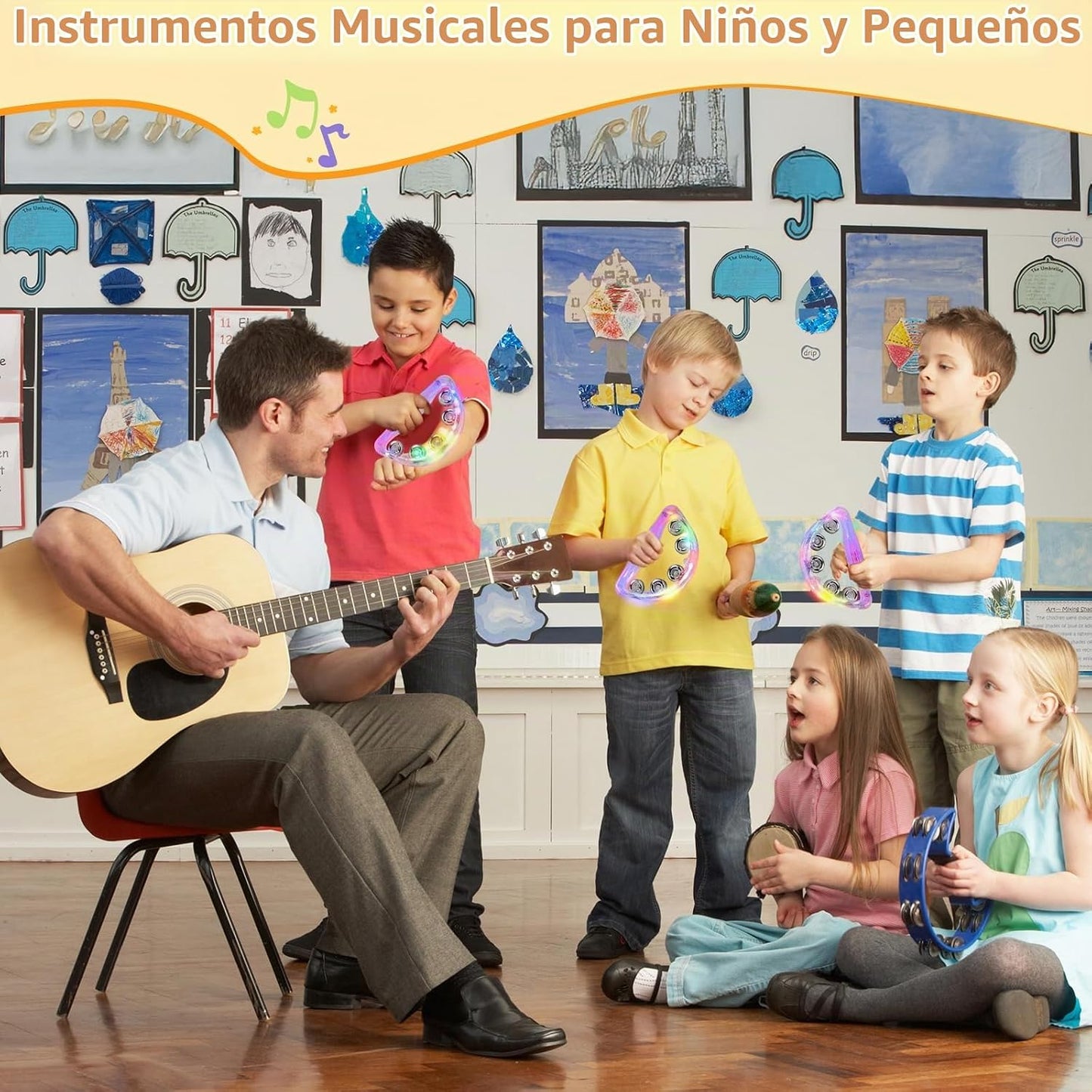 Aywewii Panderetas LED para niños y adultos, juguetes sensoriales,...