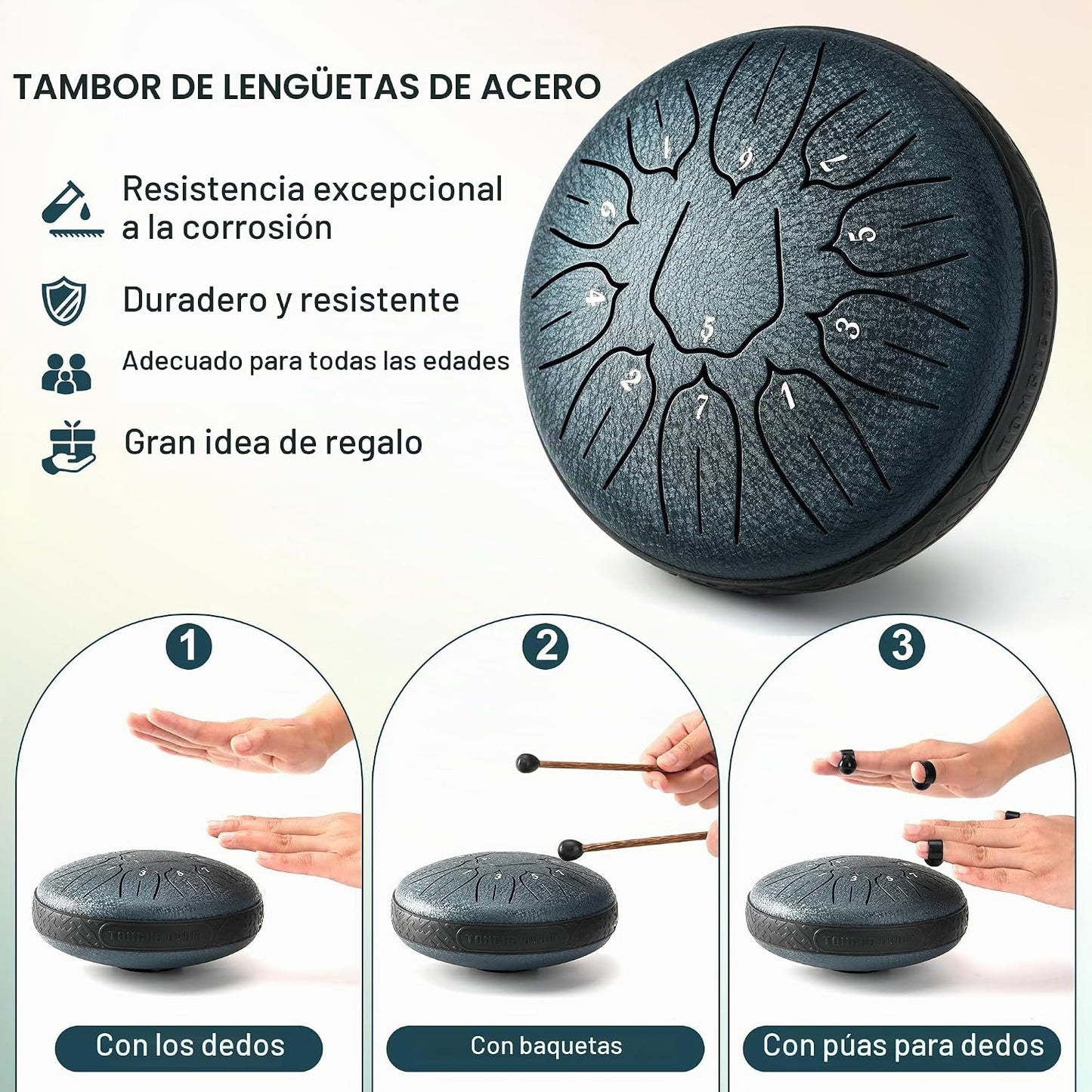 Harmuhos Tambor de lluvia para exterior, 6 pulgadas, 11 notas D, ta...
