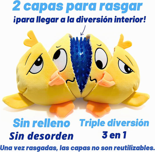 PeppyPawz - Juguete masticable 3 en 1 de pato de peluche para perro...