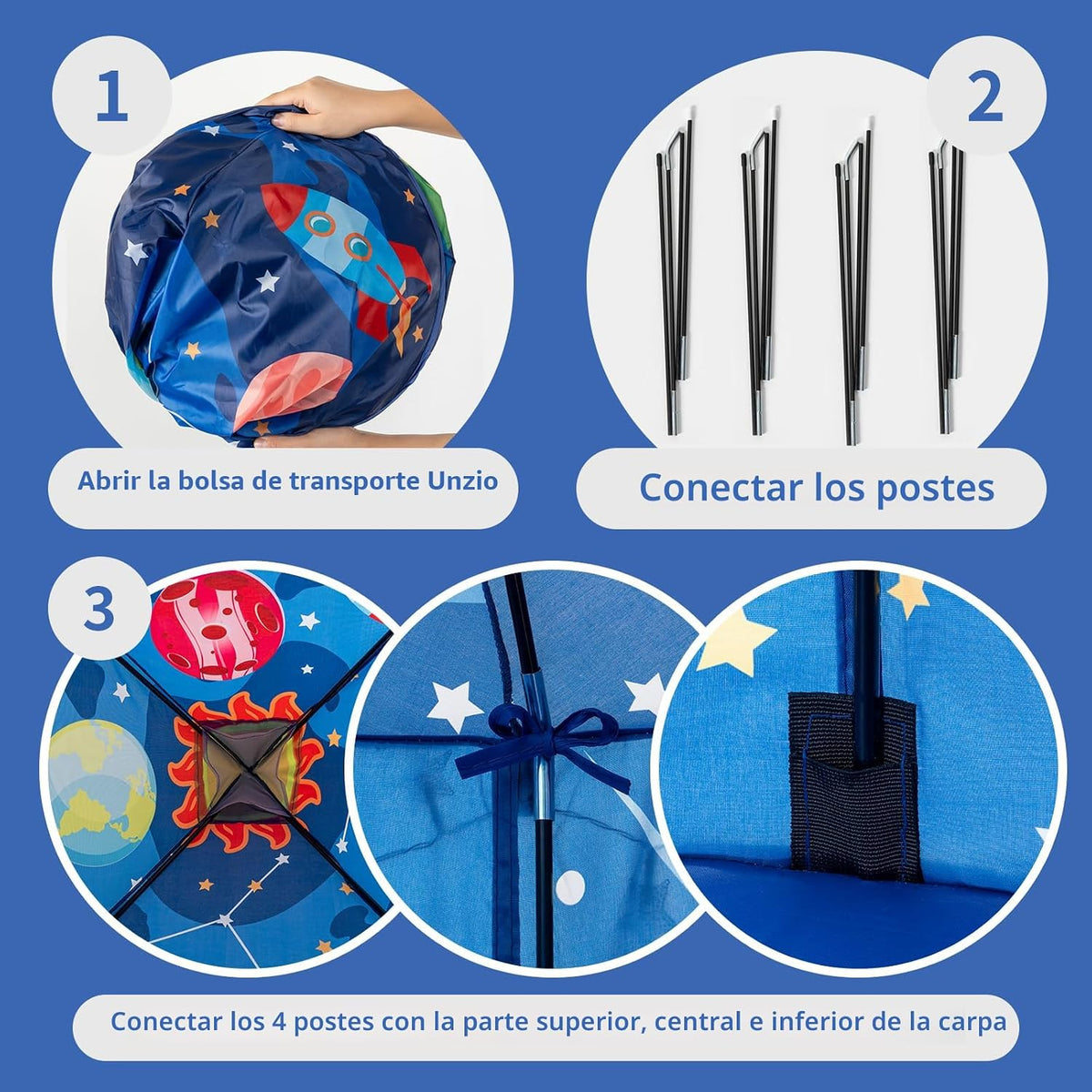 ROIWUIE Tienda de campaña con forma de cohete espacial para niños c...