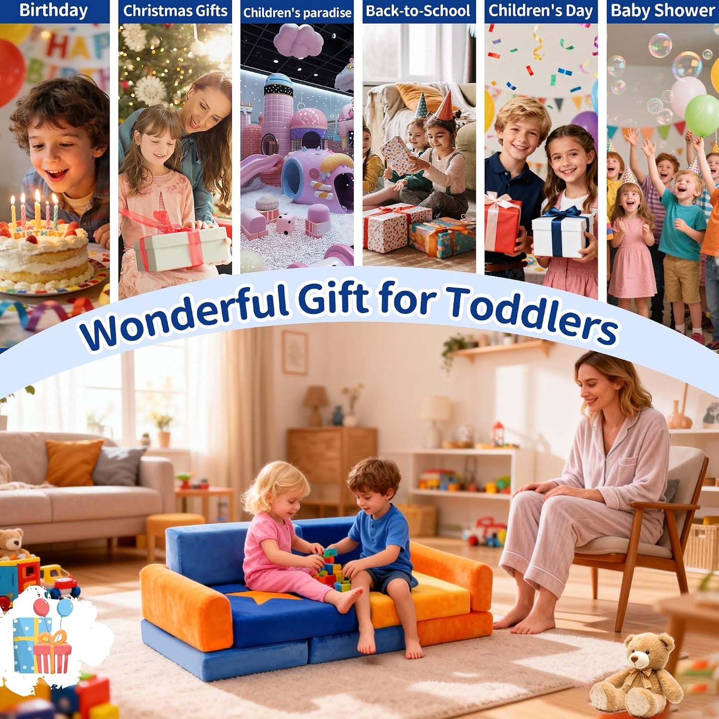 Sofá modular para niños de 11 piezas, sofá seccional de interior pa...