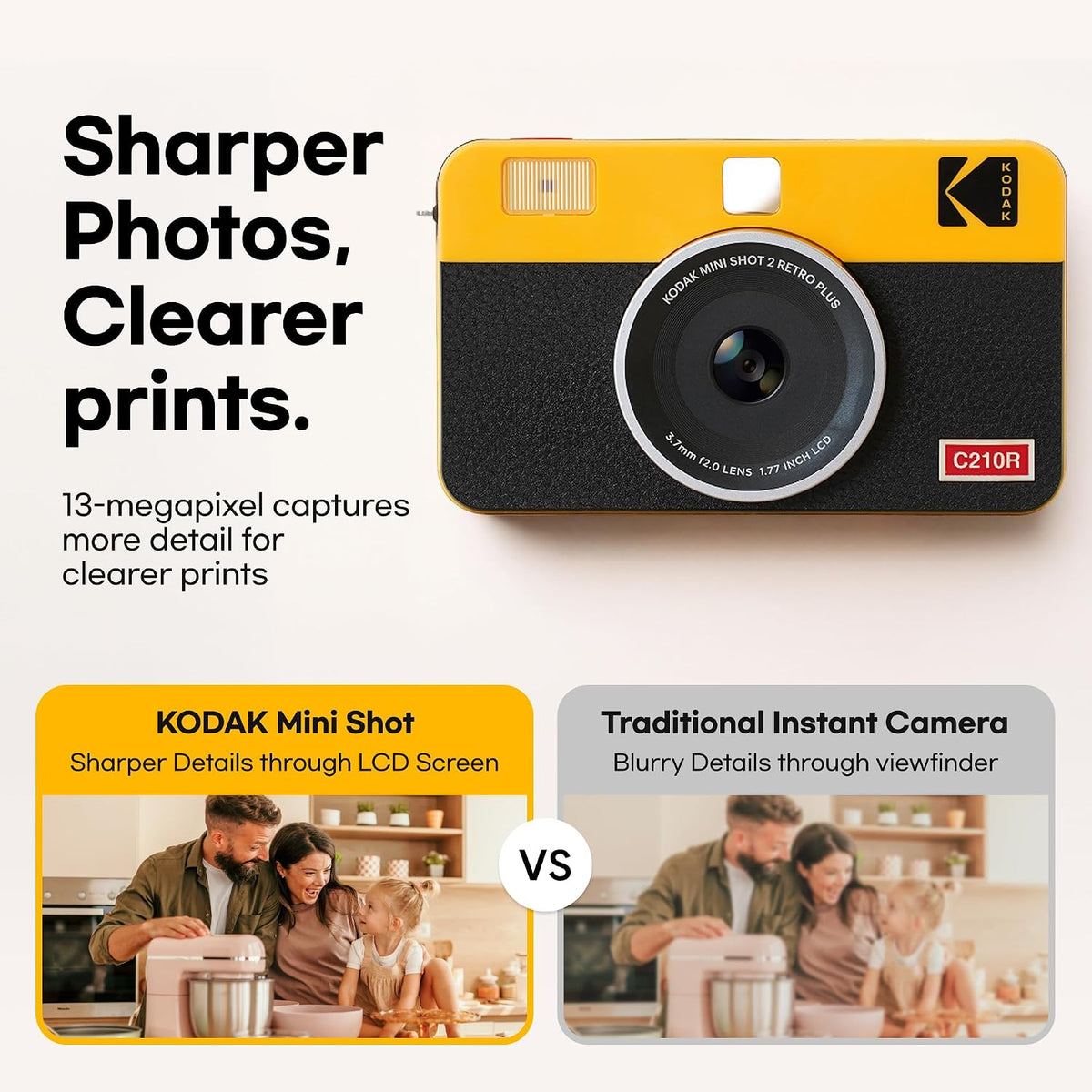 Kodak Mini Shot 2 Retro | Paquete de 68 hojas | Cámara instantánea...