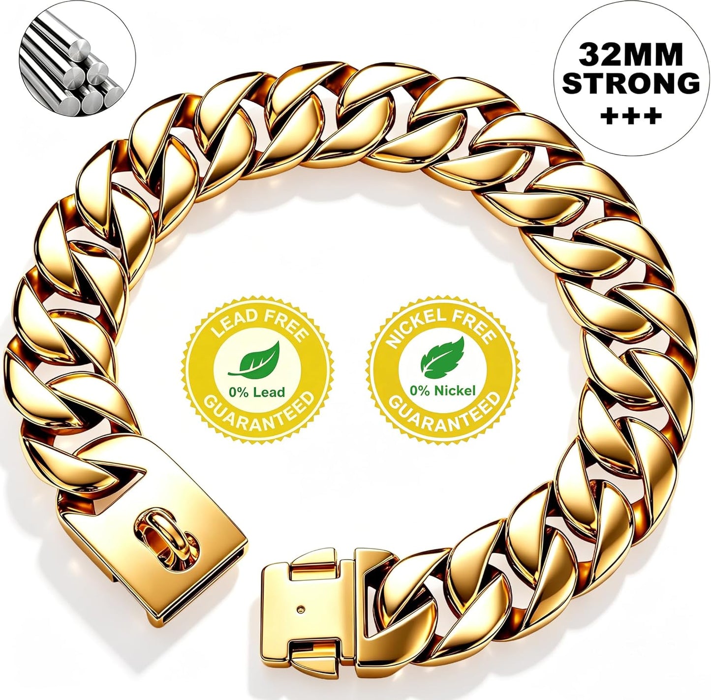 Collares de perro resistentes para perros grandes, collar de cadena...