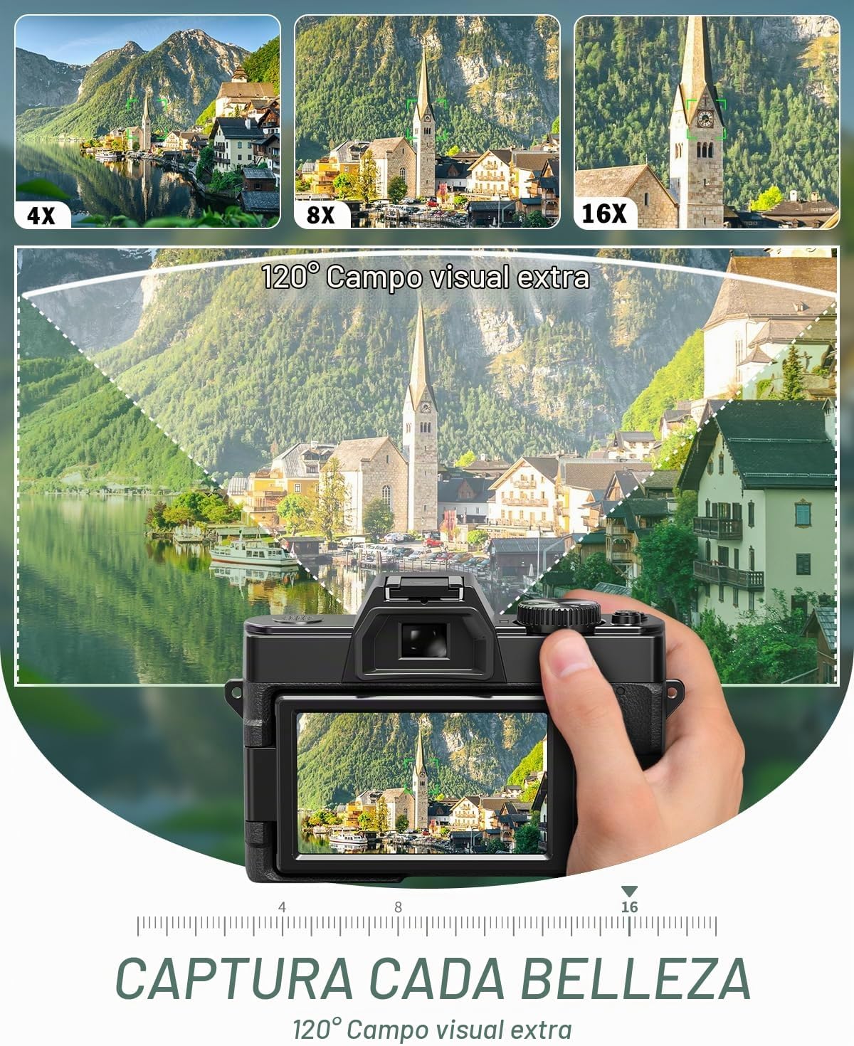 Cámaras digitales 8K 64MP para fotografía, zoom 16X y micrófono, ne...