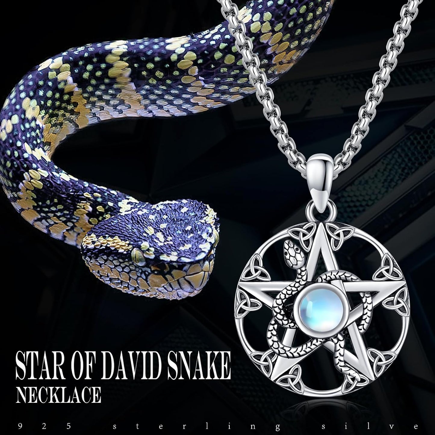 SOESON Collar Vintage para Hombre Plata de Ley 925 Animal Vikingo N...