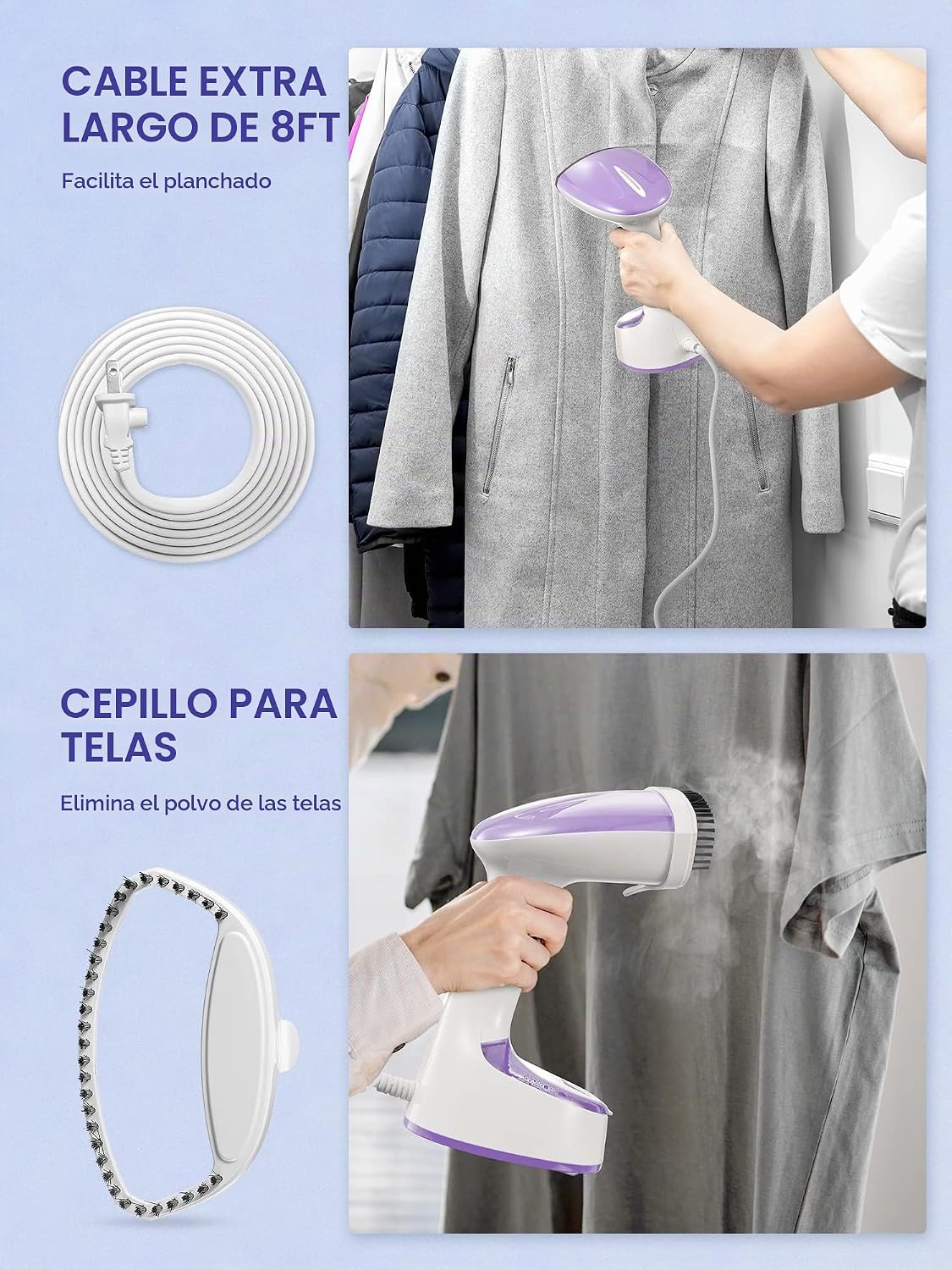 Vaporizador para ropa, diseño plegable de mano, removedor de arruga...