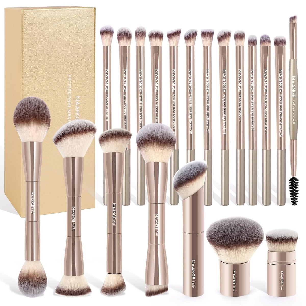 MAANGE 20 piezas de brochas de maquillaje con caja de regalo, broch...