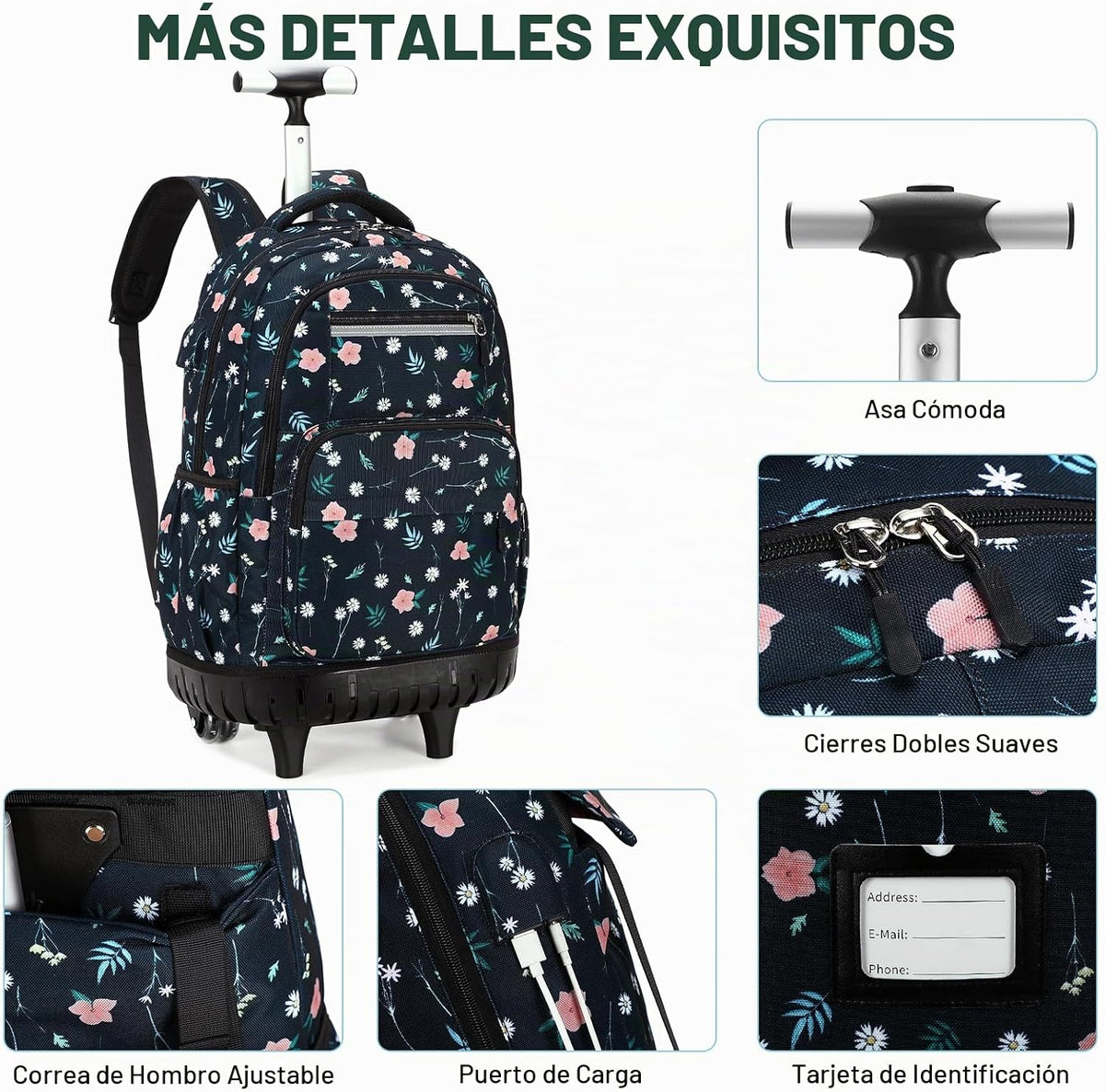 ACESAK Mochila con ruedas para niñas \u2013 Mochila escolar con rue...