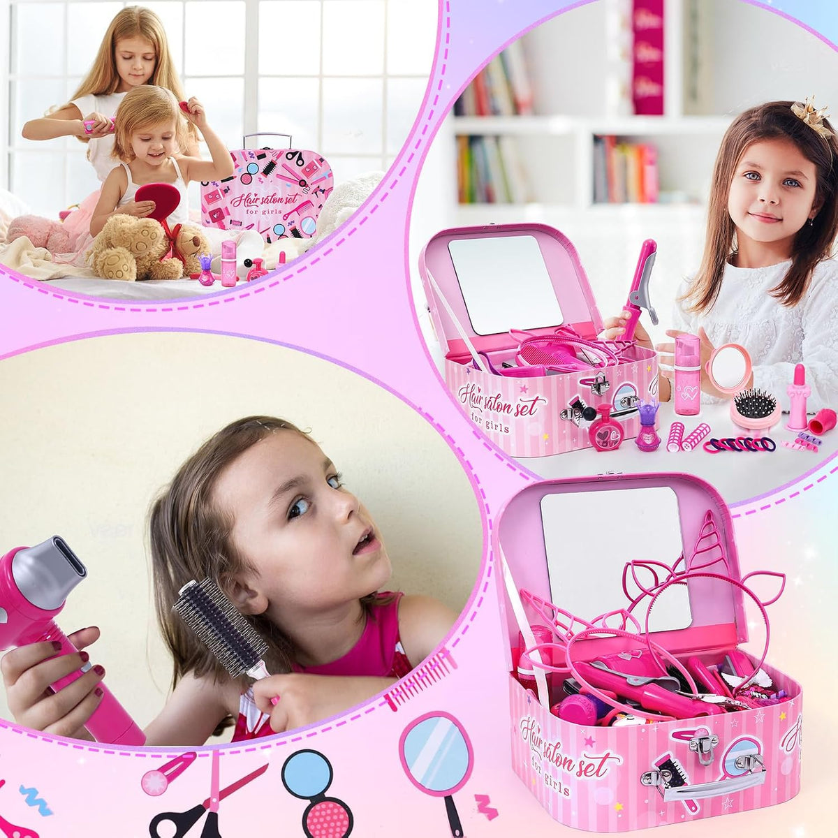 Lorfancy 49 piezas de juguetes de salón de cabello para niñas, jueg...