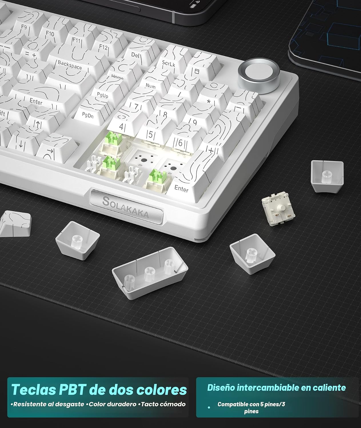 SOLAKAKA KI99 Pro 96% Teclado Mecánico Inalámbrico, Teclado RGB par...
