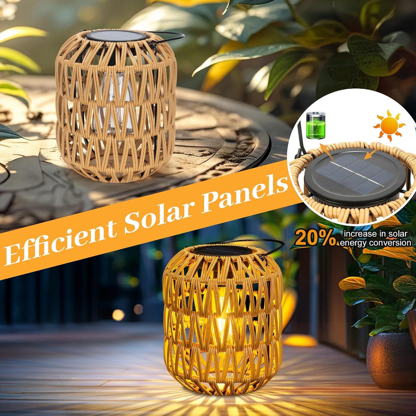 Paquete de 2 faroles solares impermeables para exteriores, faroles...