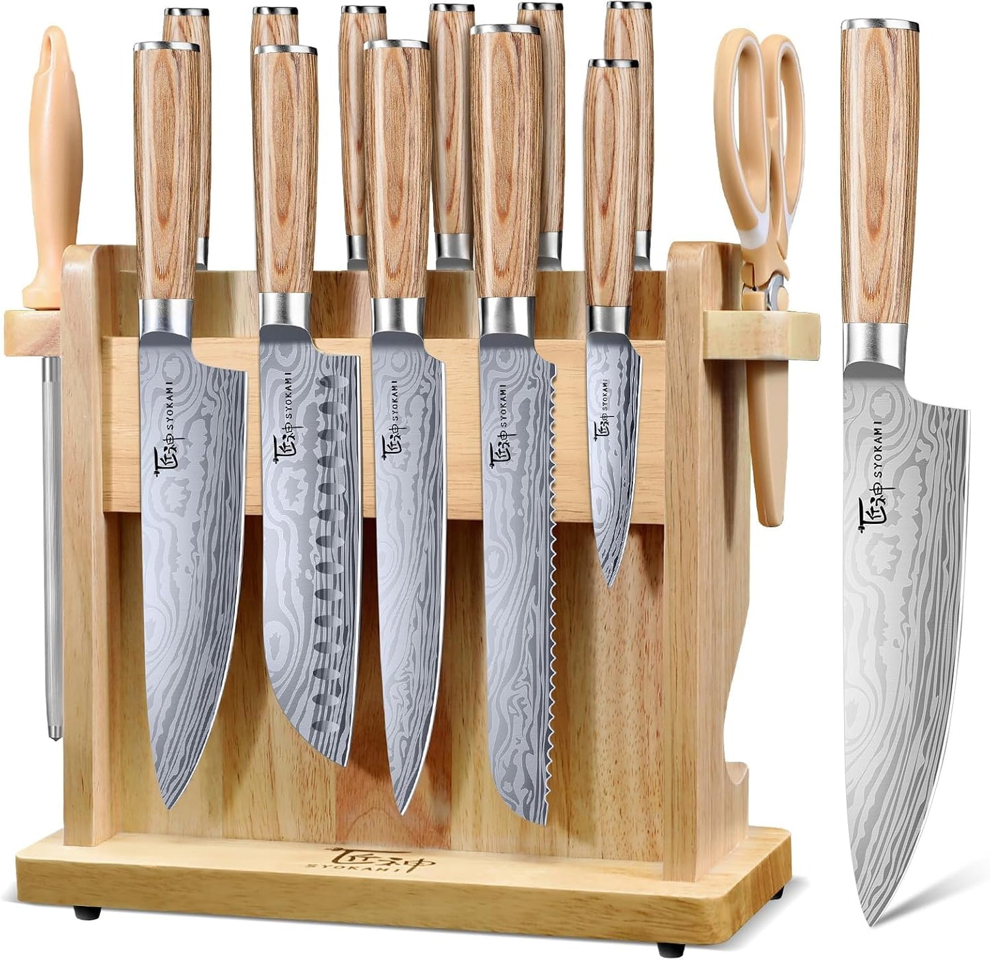 SYOKAMI 2026 - Juego de cuchillos de cocina japoneses con bloque es...