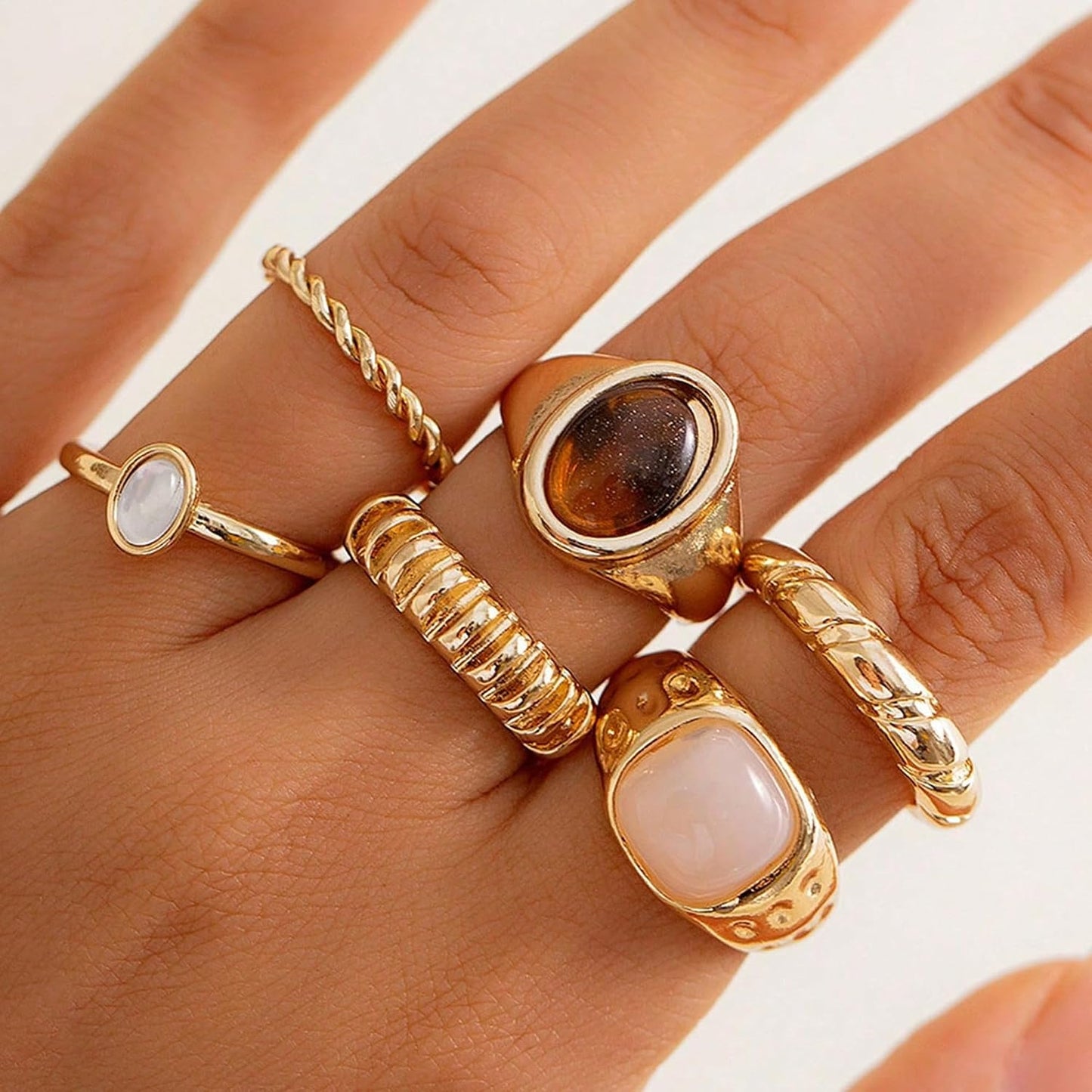 YEEZII Juego de 68 anillos para nudillos, dorados, para mujeres, ap...