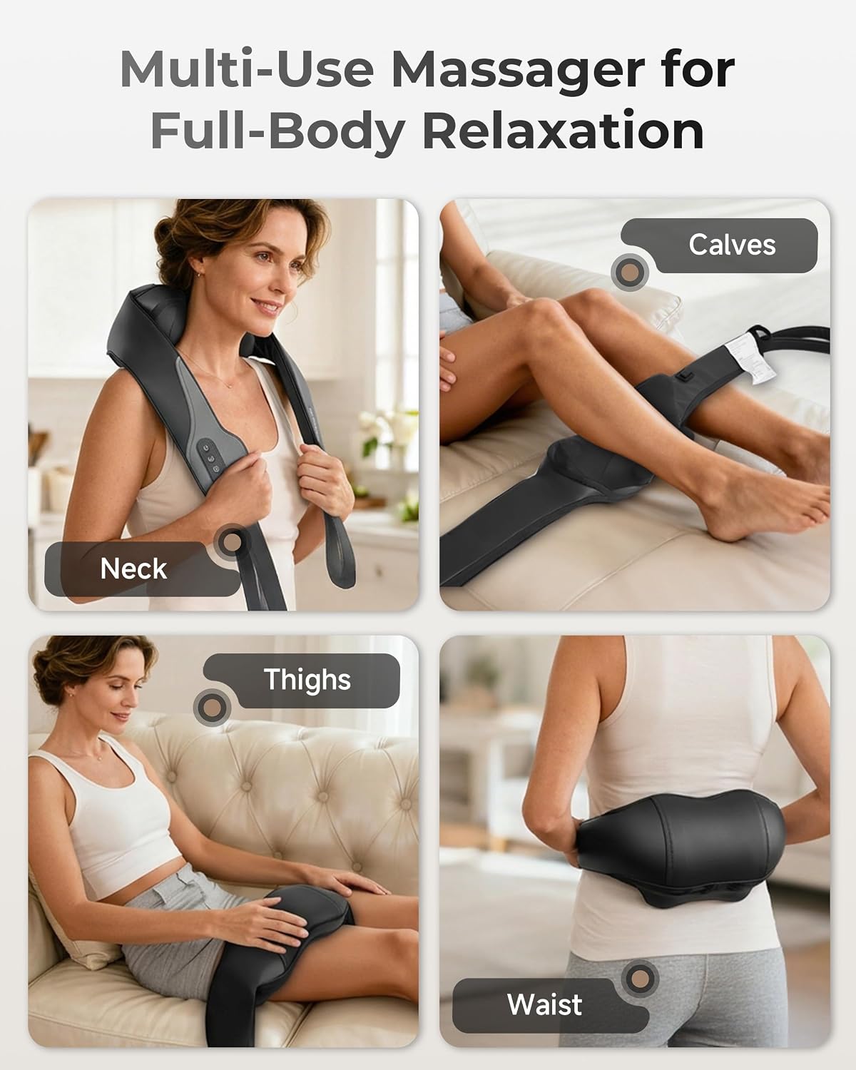 YESMILE Masajeador de cuello y hombros con calor, Shiatsu 4D, actua...