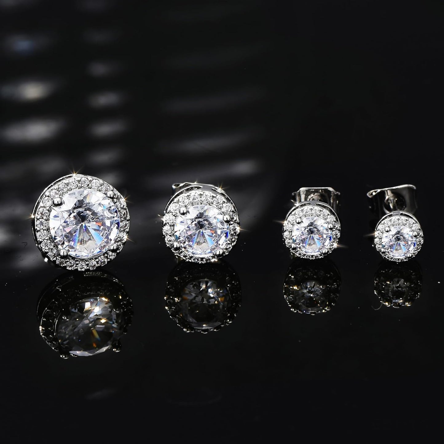 4 pares de aretes de plata para mujer, chapados en plata de 18 quil...