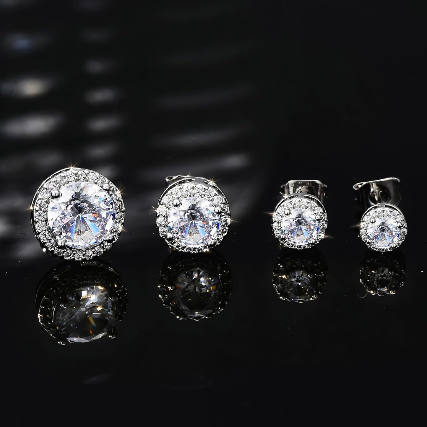 4 pares de aretes de plata para mujer, chapados en plata de 18 quil...