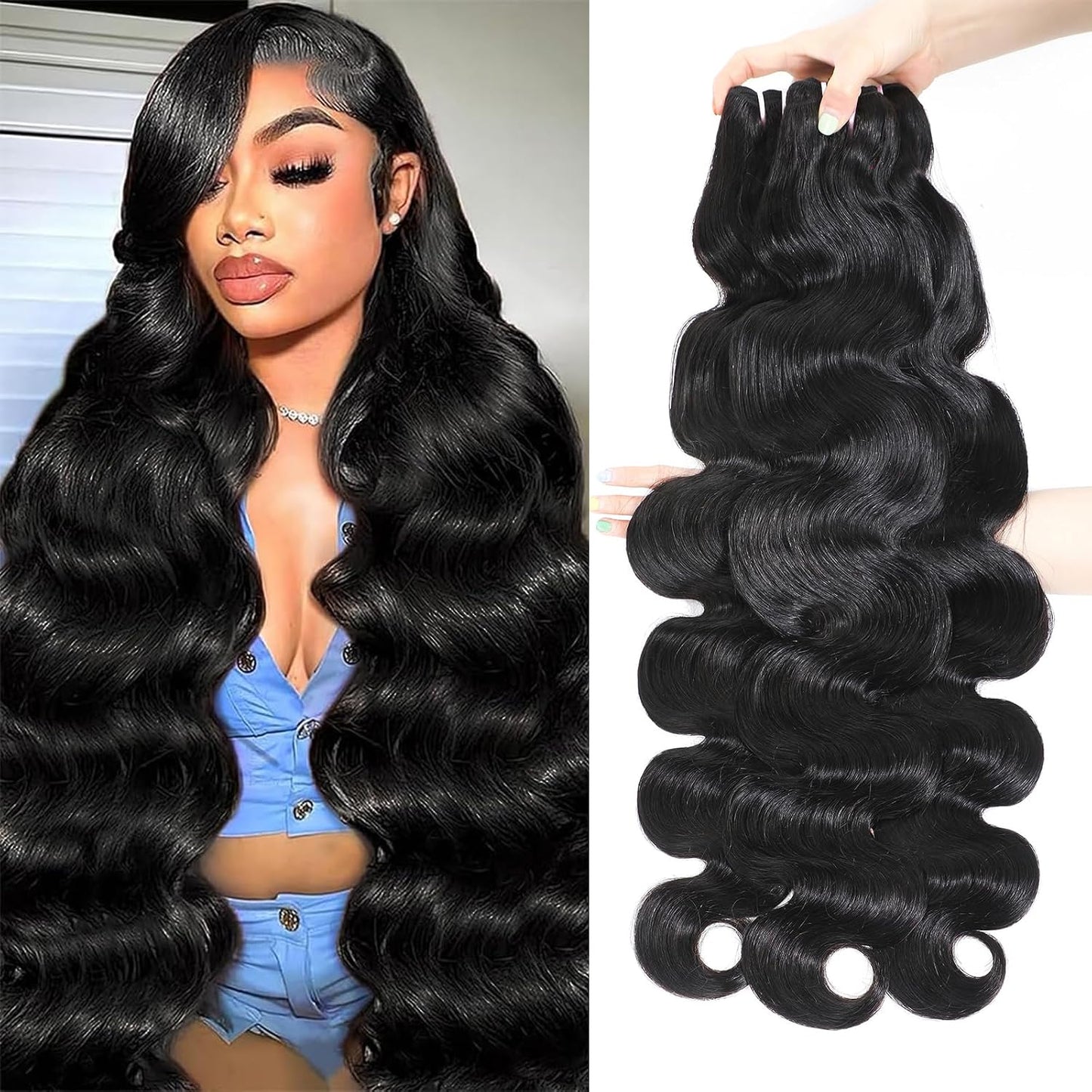 Manojos de Cabello Humano Indio Crudo 15A Ondulado Body Wave, Cabel...