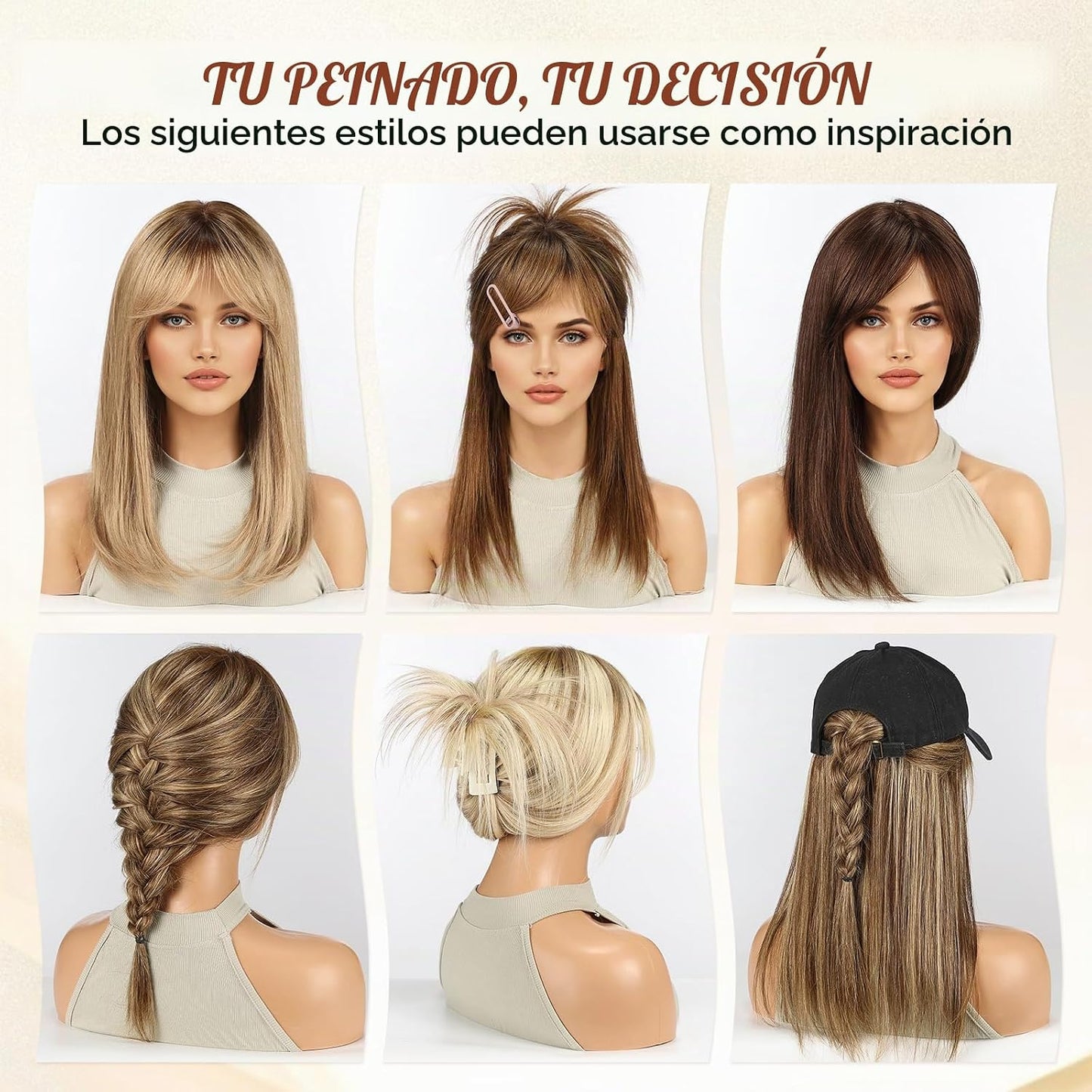 KKU Pelucas de cabello humano castaño dorado degradado de 16 pulgad...