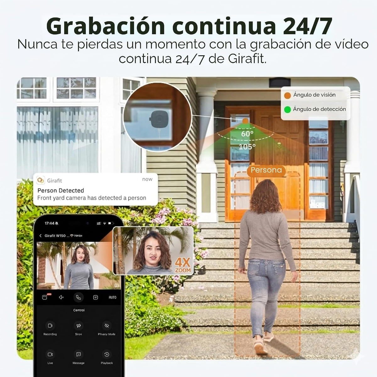 Girafit Cámara de ventana de 3 MP 2K, cámaras de interior WiFi de 2...