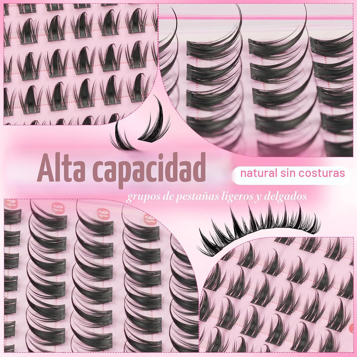 Kit de racimos de pestañas de manga Wispy de 0.394 a 0.630 pulgadas...