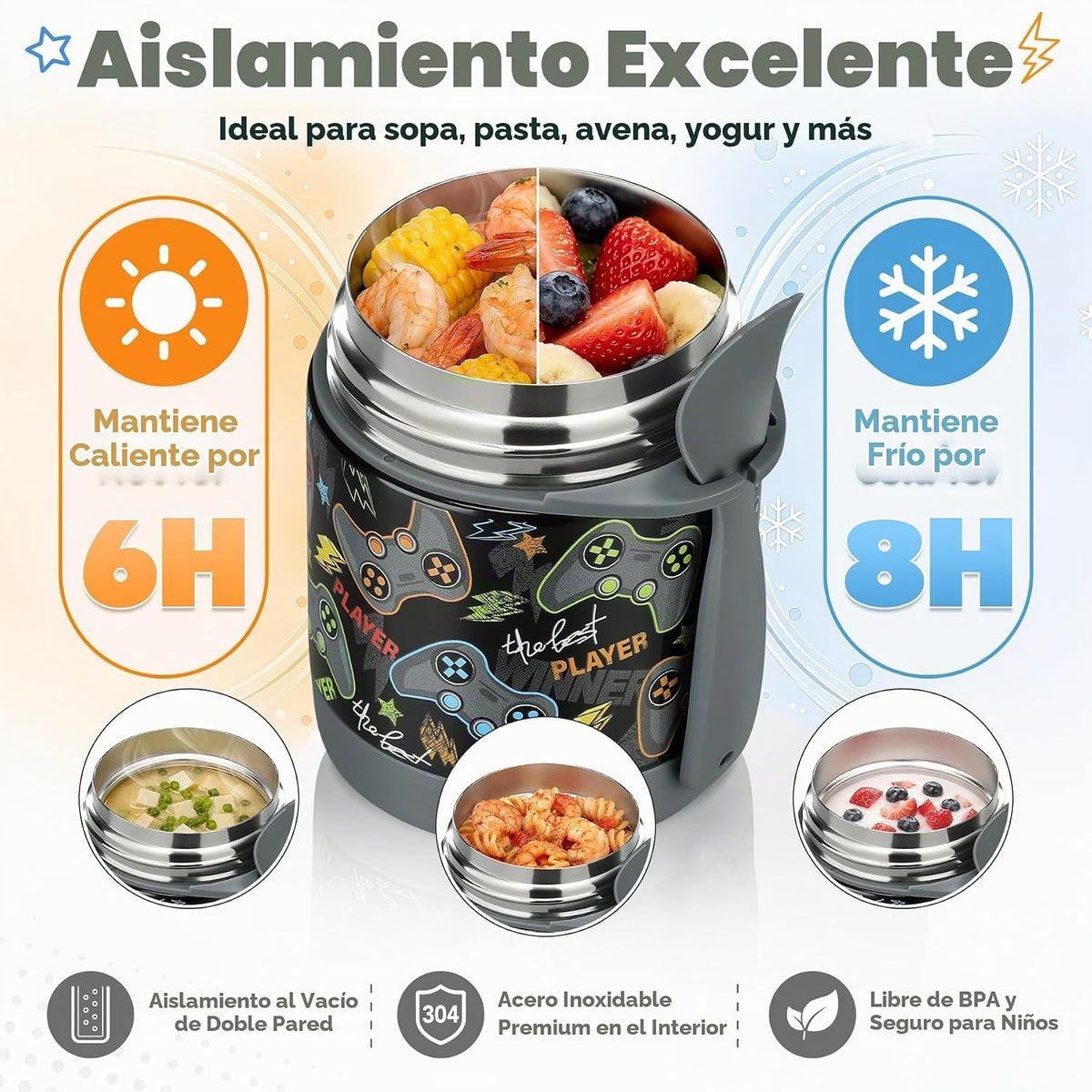 Thermo de 300 ml para sopa de alimentos calientes para niños, tarro...