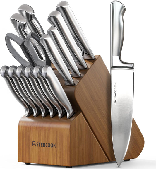 Astercook Juego de cuchillos de cocina de acero alemán de 15 piezas...