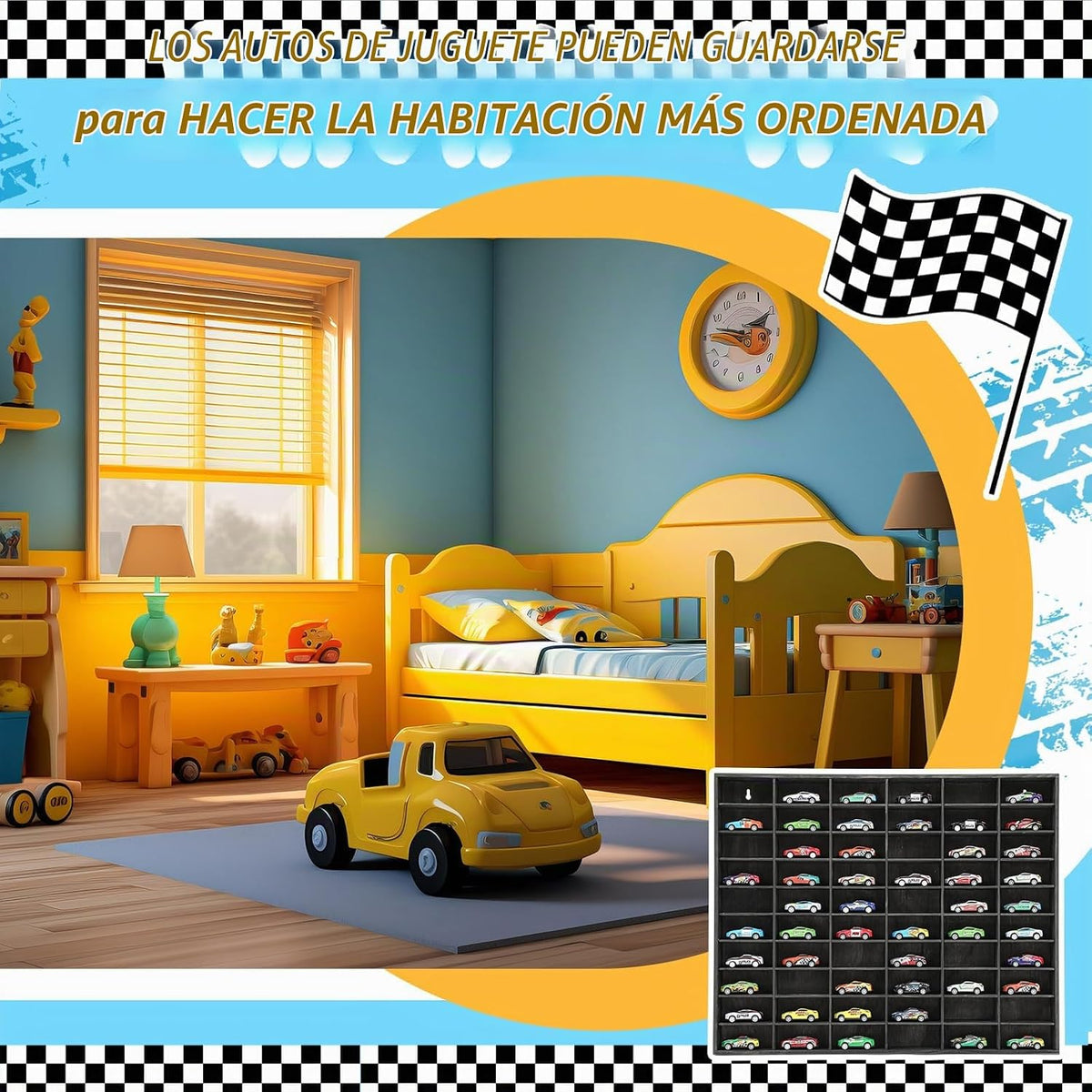 Seenelling Vitrina de Madera para Hot Wheels Fundidos a Presión, 60...