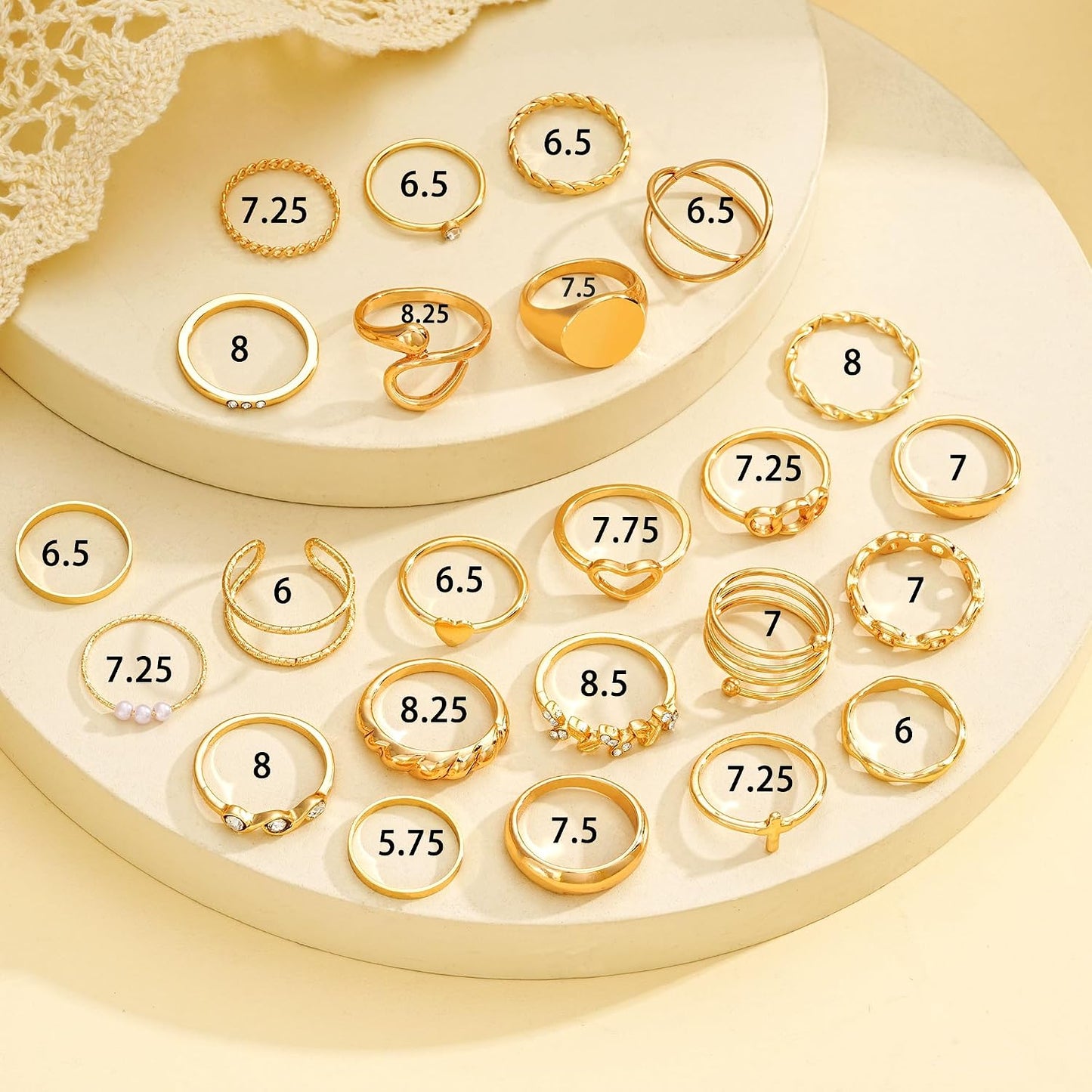 FAXHION Juego de 60 anillos apilables de oro para mujer, anillos de...